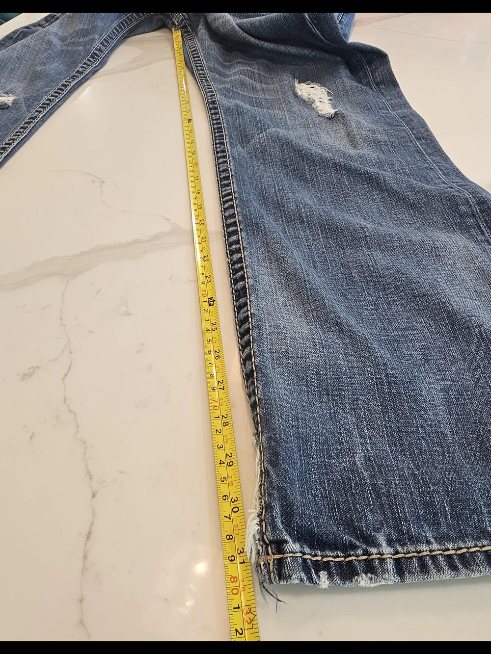 True Religion Men's Distressed Blue Slim Straight Jeans 36 Waist 32-34 Length